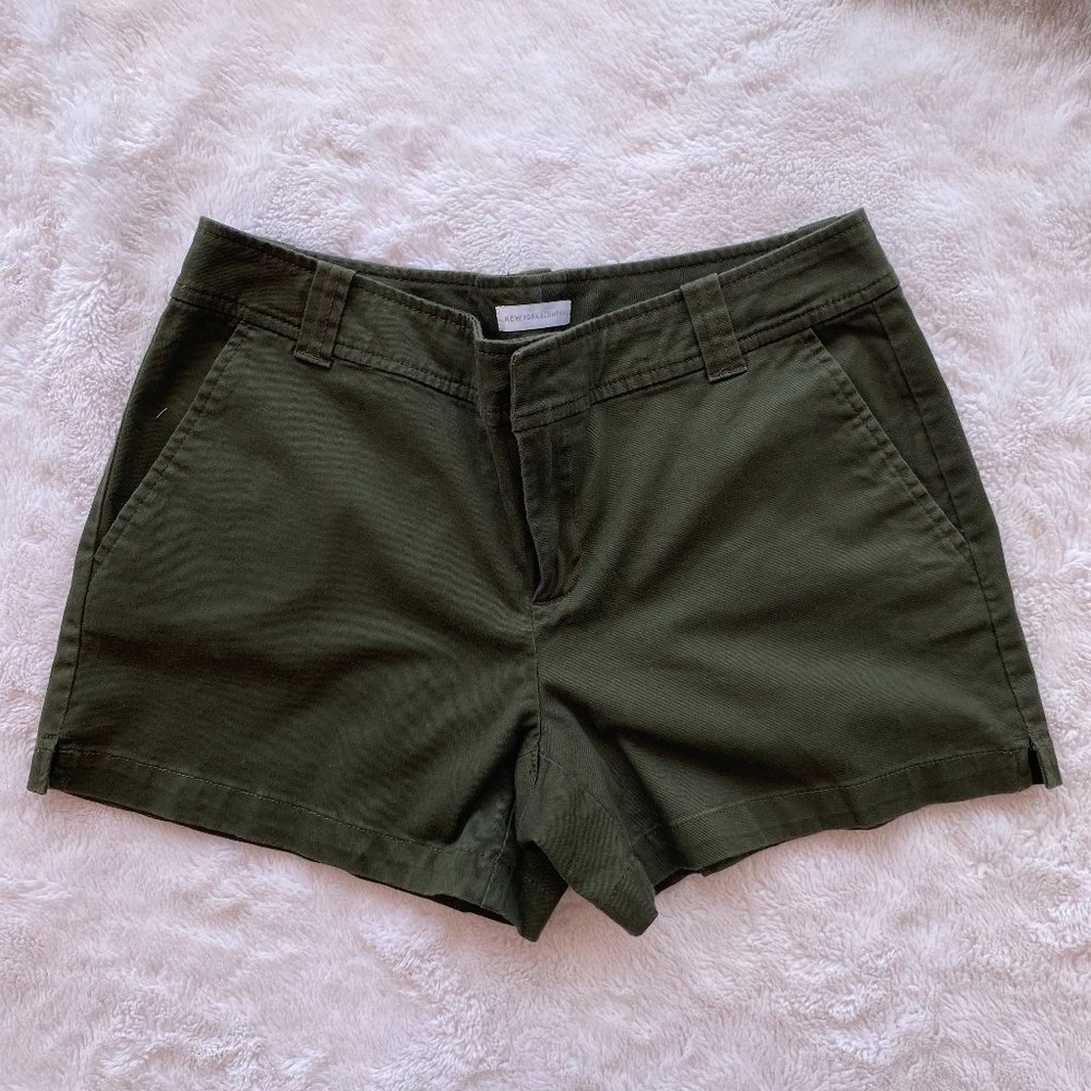 New York & Co. Cotton Hampton Shorts.  Size 4.  Army Green Color